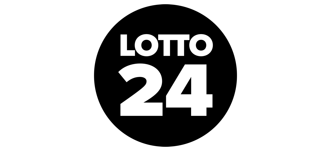 Lotto24-logotyp med vit text inuti en svart cirkel.