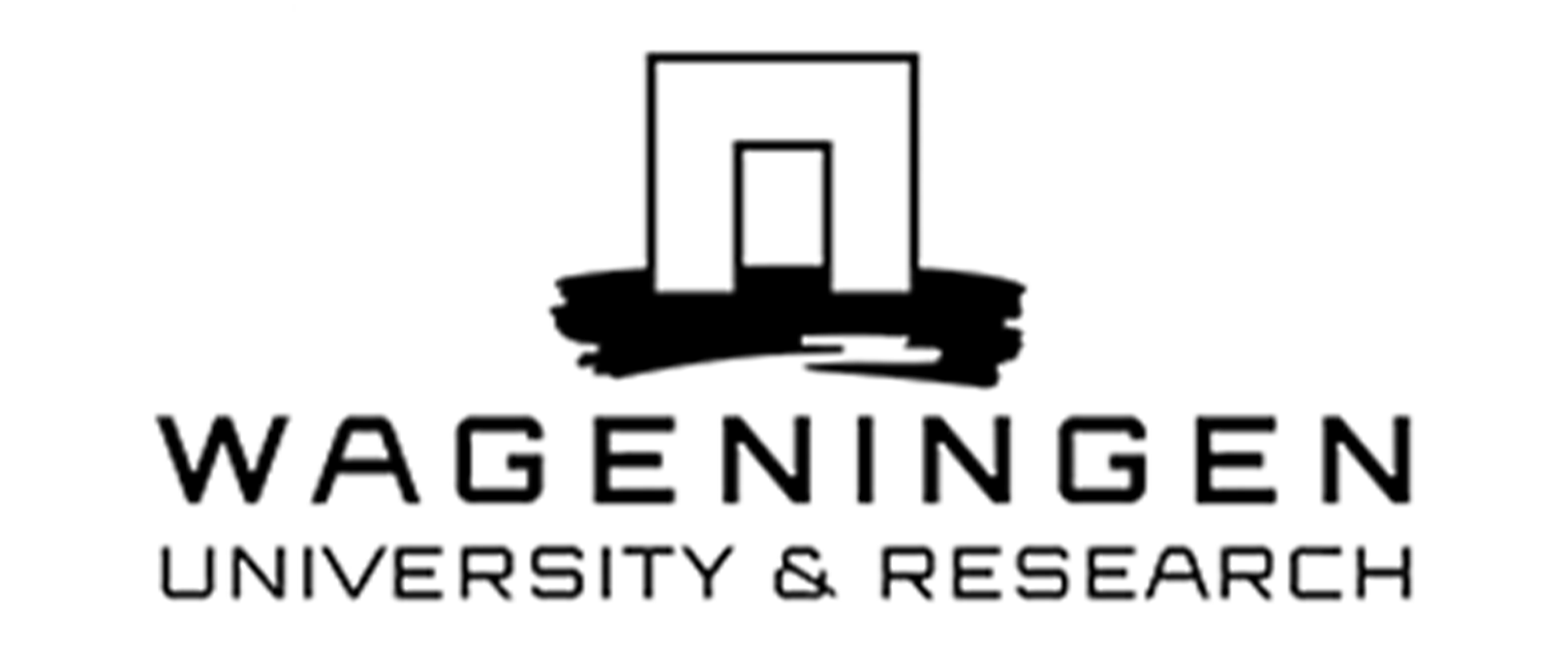 Wageningen University & Research-logotyp med en dörrikon ovanför den svarta texten.